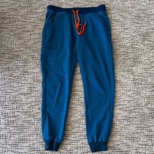 Figs Zamora Vibrant Blue Joggers with Bold Orange Drawstring